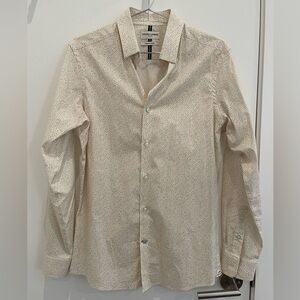 Crosby & Howard Men’s Yellow and White Flowered Casual Button-Down Shirt